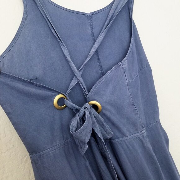 Anthropologie Cloth & Stone Tie Open Back Crop Jumpsuit L Wide Leg Flowy Tencel - Picture 6 of 12